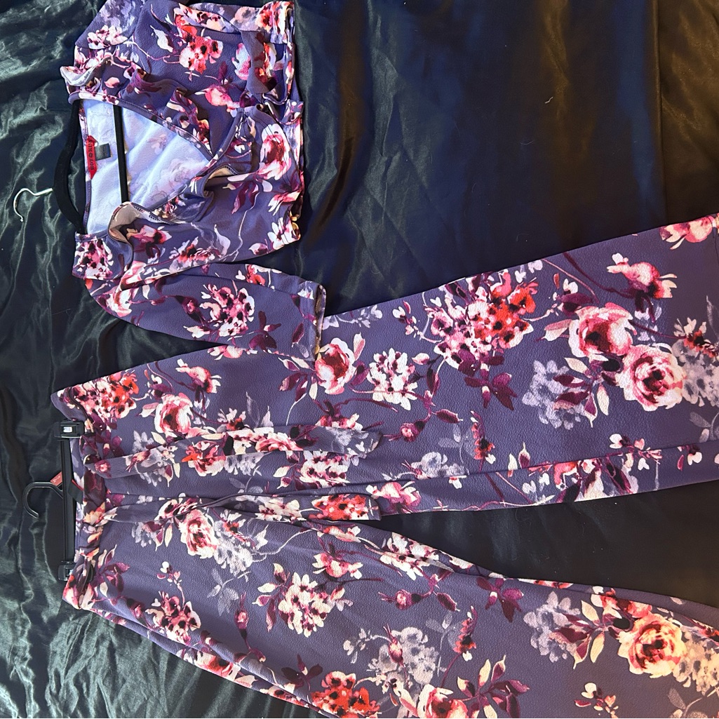 Hot Kiss Purple Floral Boot Cut Pants